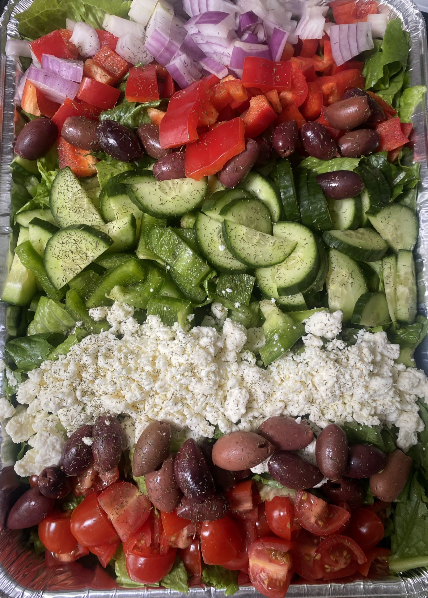 Greek salad with homemade Tzatziki sauce